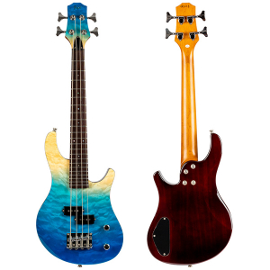 Flight Mini Bass Ukulele Solid Body Transparent Blue