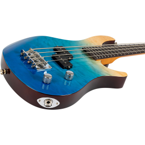 Flight Mini Bass Ukulele Solid Body Transparent Blue